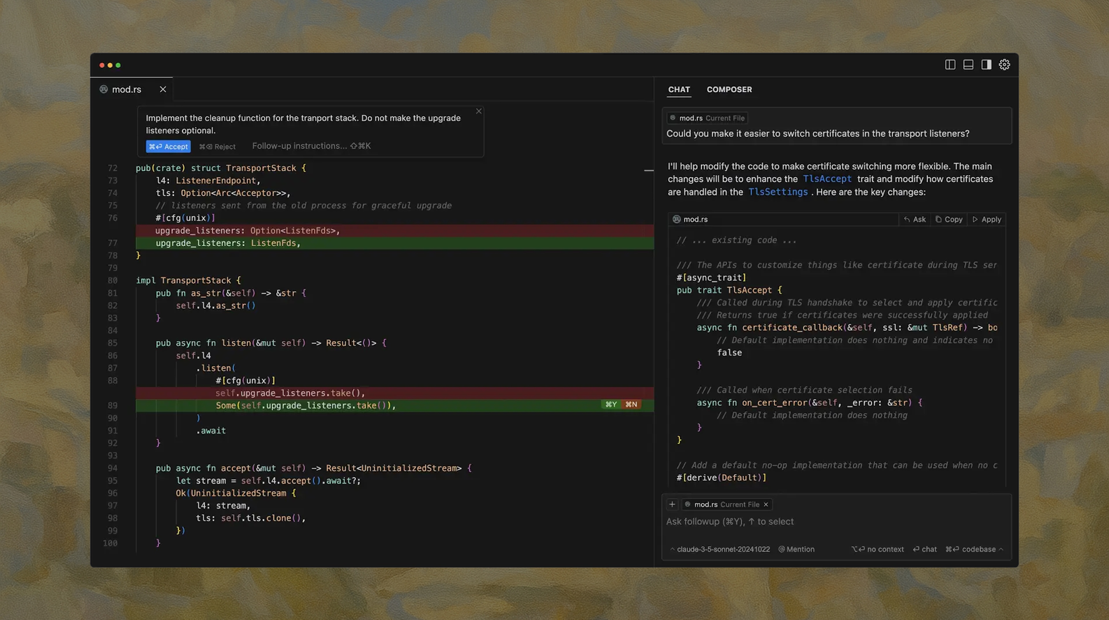 NewGiant code review interface showing AI-assisted code review workflow